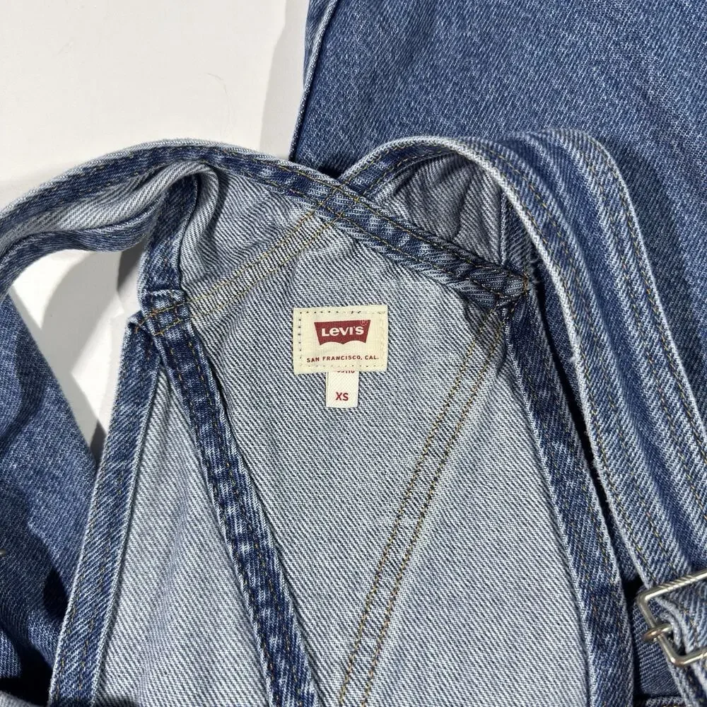 Levi's Women's Blue Denim Bib Overalls Carpenter Pocket Size XS Washed
